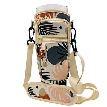 Чохол-сумка для термокружки Stanley Quencher 1,18 л з ремінцем, захисний кейс для кухля, бежевий тропік KT7001314 PeremogaUA