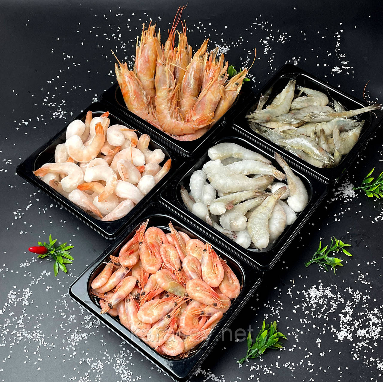 Бокс 5 видів креветок 2,5кг, фото 1