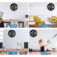 Годинник Deepfox DS-5501 LED цифровий електронний настінний Будильник Дата Температура Вологість (діаметр 25,4см) білий, фото 5