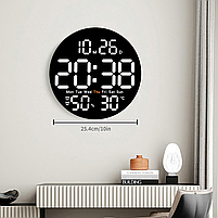 Годинник Deepfox DS-5501 LED цифровий електронний настінний Будильник Дата Температура Вологість (діаметр 25,4см) білий, фото 7