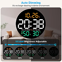 Годинник Deepfox DS-5501 LED цифровий електронний настінний Будильник Дата Температура Вологість (діаметр 25,4см) синій, фото 8