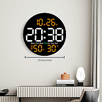 Годинник Deepfox DS-5501 LED цифровий електронний настінний Будильник Дата Температура Вологість (діаметр 25,4см) оранжевий, фото 7