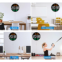 Годинник Deepfox DS-5501 LED цифровий електронний настінний Будильник Дата Температура Вологість (діаметр 25,4см) різнокольоровий, фото 5