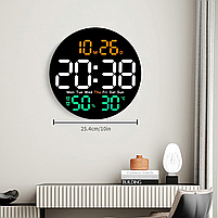 Годинник Deepfox DS-5501 LED цифровий електронний настінний Будильник Дата Температура Вологість (діаметр 25,4см) різнокольоровий, фото 7