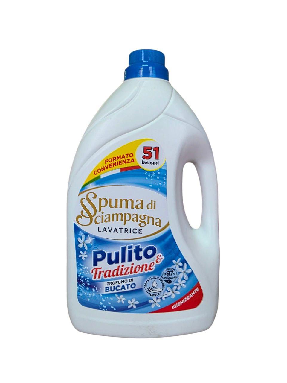 Засіб для прання білих речей Spuma di Sciampagna Pulito & Tradizione Profumo di Bucato, 2550 мл 51 праня, фото 1