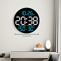 Годинник Deepfox DS-5501 LED цифровий електронний настінний Будильник Дата Температура Вологість (діаметр 25,4см) синій, фото 7