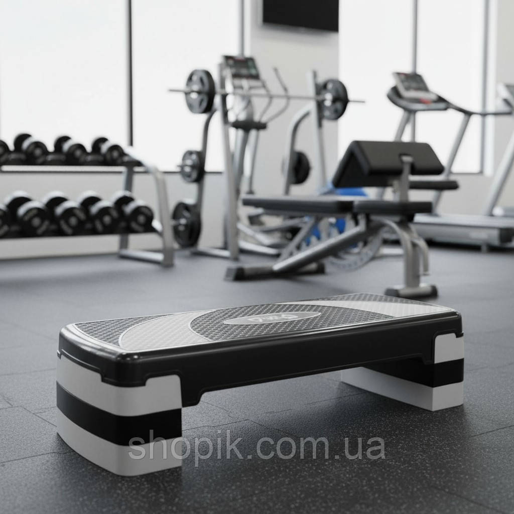 Степ-платформа для фітнесу та аеробіки WCG EasyStep 3-ступеневе регулювання висоти 10-15-20 см Степпер для дому спортзалу Сірий, фото 1