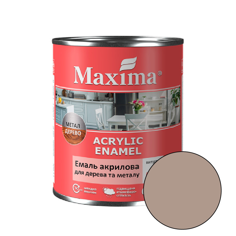 Емаль акрилова для дерева та металу Maxima, капучино шовковисто-матовий 0,75л., фото 1