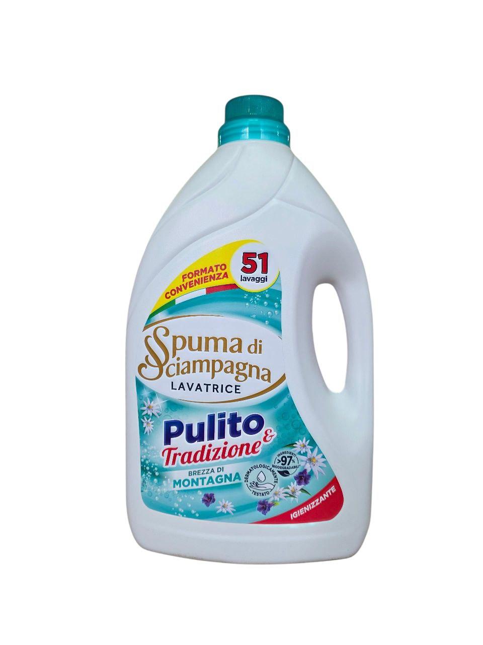 Засіб для прання білих речей Spuma di Sciampagna Pulito & Tradizione Brezza di Montagna, 2550 мл 51 праня, фото 1