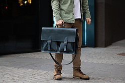 Портфелі чоловічі брендові,чоловічий шкірчний діловий портфель,класичний шкіряний портфель чорний 46см*33см