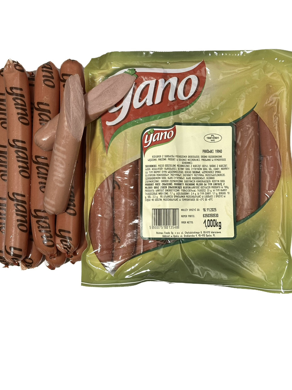 Cосиски Yano 1кг Польща (терміни оновлюються щотижня)
