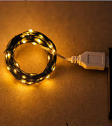 Гірлянда РОСА 20 метрів 200 LED USB зелена нитка жовтий колір арт. USB200L20MGY