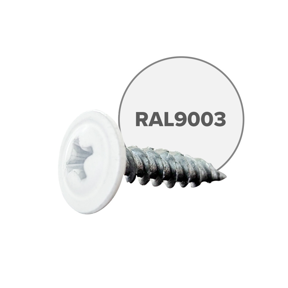Саморіз (шуруп) для металу з прес-шайбою гострий 4,20х19 мм, RAL 9003 білий, фото 1