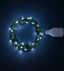 Гірлянда РОСА 20 метрів 200 LED USB зелена нитка білий колір арт. USB200L20MGW