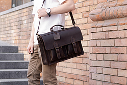 Чоловічий шкіряний діловий портфель коричневий 38см*27см,портфель для документів,подарунок керівнику начальнику портфель діловий