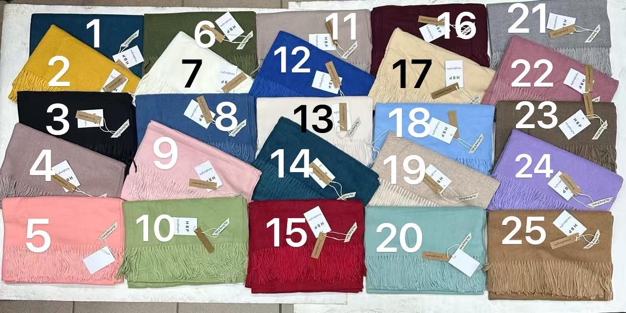 Палантин Кашемір шарф жіночий з бахромою однотонний, фото 1