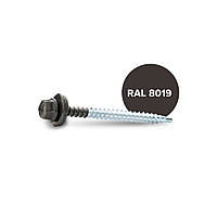 Саморіз (шуруп) покрівельний INFO-GLOBAL по дереву з гумовою шайбою EPDM 4,80х70 мм, RAL 8019