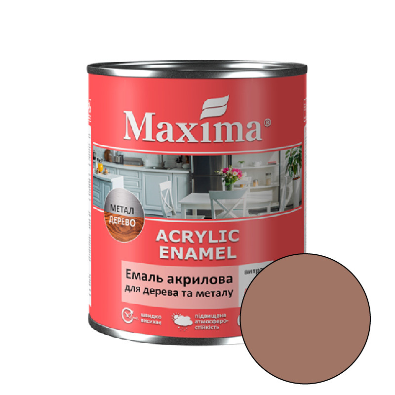 Емаль акрилова для дерева та металу Maxima, мокко шовковисто-матовий 0,75л., фото 1