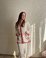 Жіноча махрова піжама з персиками S-M