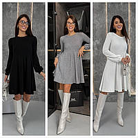 Трикотажное платье теплое женское свободного крояS M L XL