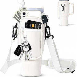 Чохол-сумка для термокружки Stanley Quencher 1,18 л з ремінцем, захисний кейс для кухля, білого кольору KT7001302