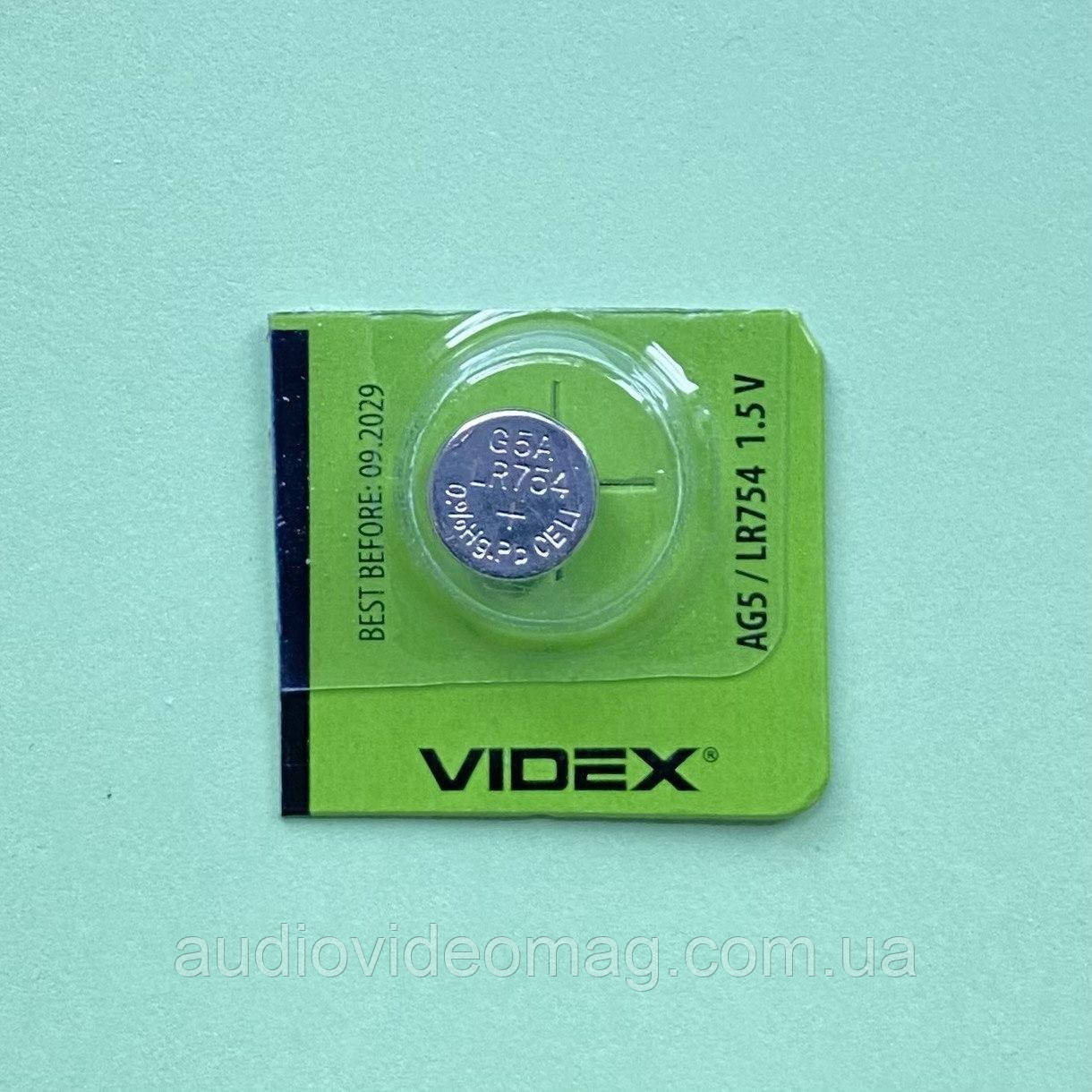 Батарейка 1.5V AG5 VIDEX (309, LR754, LR48) Alkaline, фото 1