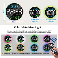 Годинник Deepfox DS-6672 LED цифровий електронний настінний Будильник Дата Температура Вологість (діаметр 25,4см) оранжевий, фото 6