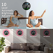 Годинник Deepfox DS-6672 LED цифровий електронний настінний Будильник Дата Температура Вологість (діаметр 25,4см) оранжевий, фото 9