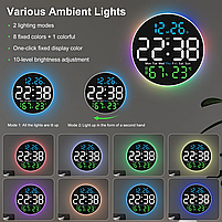 Годинник Deepfox DS-6672 LED цифровий електронний настінний Будильник Дата Температура Вологість (діаметр 25,4см) оранжевий, фото 10