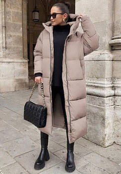 Жіноче зимове об'ємне пальто на синтепоні в кольорах (Норма та батал)