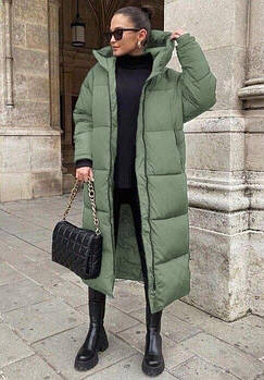 Жіноча куртка зимова подовжена наповнювач силикон (Норма)