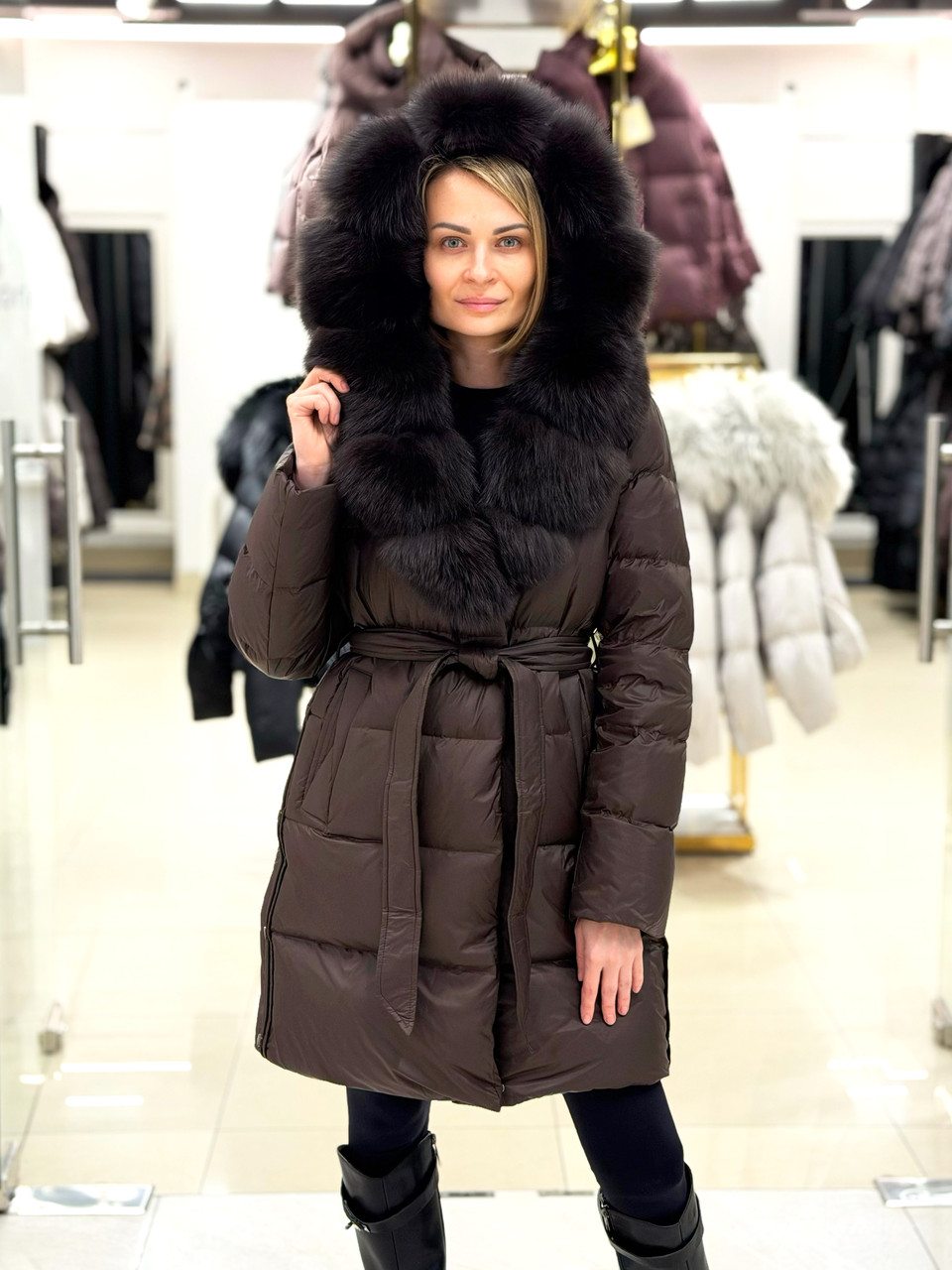 Пуховик жіночий ZLLY 25528 SEAL BROWN, фото 1