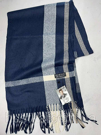 Чоловічий кашеміровий шарф Олівер 180*35 см синій, фото 2