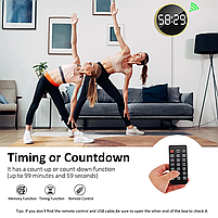 Годинник Deepfox DS-6672 LED цифровий електронний настінний Будильник Дата Температура Вологість (діаметр 25,4см) оранжевий, фото 8