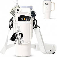 Чохол-сумка для термокружки Stanley Quencher 1,18 л з ремінцем, захисний кейс для кухля, білого кольору KT7001302. solve