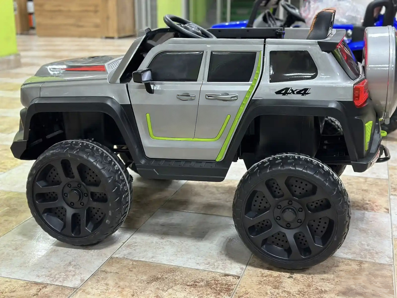 Дитячий двомісний великий електроджип Super 4 × 4 (сірий колір), фото 1