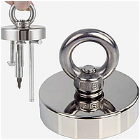 Неодимовий магніт 16 мм 5 кг із кільцем для пошуку металу сталь A3 неіржавка сталь 304