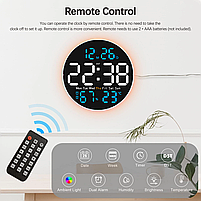 Годинник Deepfox DS-6672 LED цифровий електронний настінний Будильник Дата Температура Вологість (діаметр 25,4см) синій, фото 3