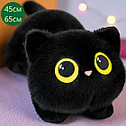 Плюшева іграшка Котик Волохатий на животику 45см Подушка обіймашка м'яка для сну та ігор іграшка антистрес, фото 4