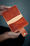 Шкіра Кенгуру! Портмоне для документів чоловіче шкіряне риже-коричневе | для автодокументів, паспорта, військового, фото 3