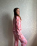Махрова жіноча піжама рожевого кольору з персиками, універсальний розмір S–M, фото 3