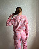 Махрова жіноча піжама рожевого кольору з персиками, універсальний розмір S–M, фото 6