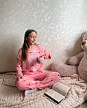 Махрова жіноча піжама рожевого кольору з персиками, універсальний розмір S–M, фото 5