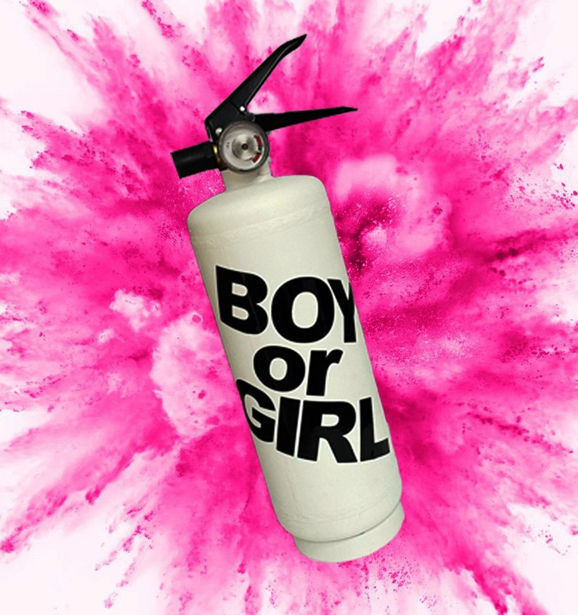 Білий Балон для Gender Party 3 кг з Рожевою фарбою Холі, ґендер паті, балон для визначення статі, чорна наліпка, балон BOY OR GIRL, фото 1