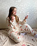 Махрова жіноча піжама білого кольору з персиками, універсальний розмір S–M, фото 2