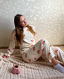 Махрова жіноча піжама білого кольору з персиками, універсальний розмір S–M, фото 5