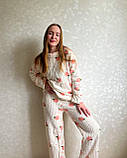 Махрова жіноча піжама білого кольору з персиками, універсальний розмір S–M, фото 6