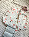 Махрова жіноча піжама білого кольору з персиками, універсальний розмір S–M, фото 3