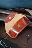 Шкіра Кенгуру! Футляр для окулярів шкіряний риже-коричневий | очешник шкіра, фото 6