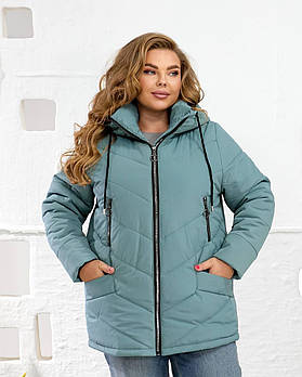 Куртка жіноча тепла стьобана прямого крою з капюшоном (Батал)